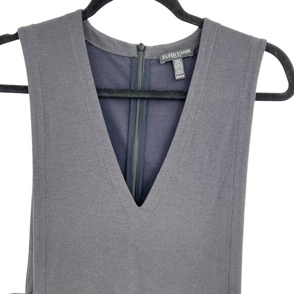 Eileen Fisher Jumpsuit V-Neck Crop Washable Stretch Crepe Gray Size XSP Petite - Picture 3 of 12